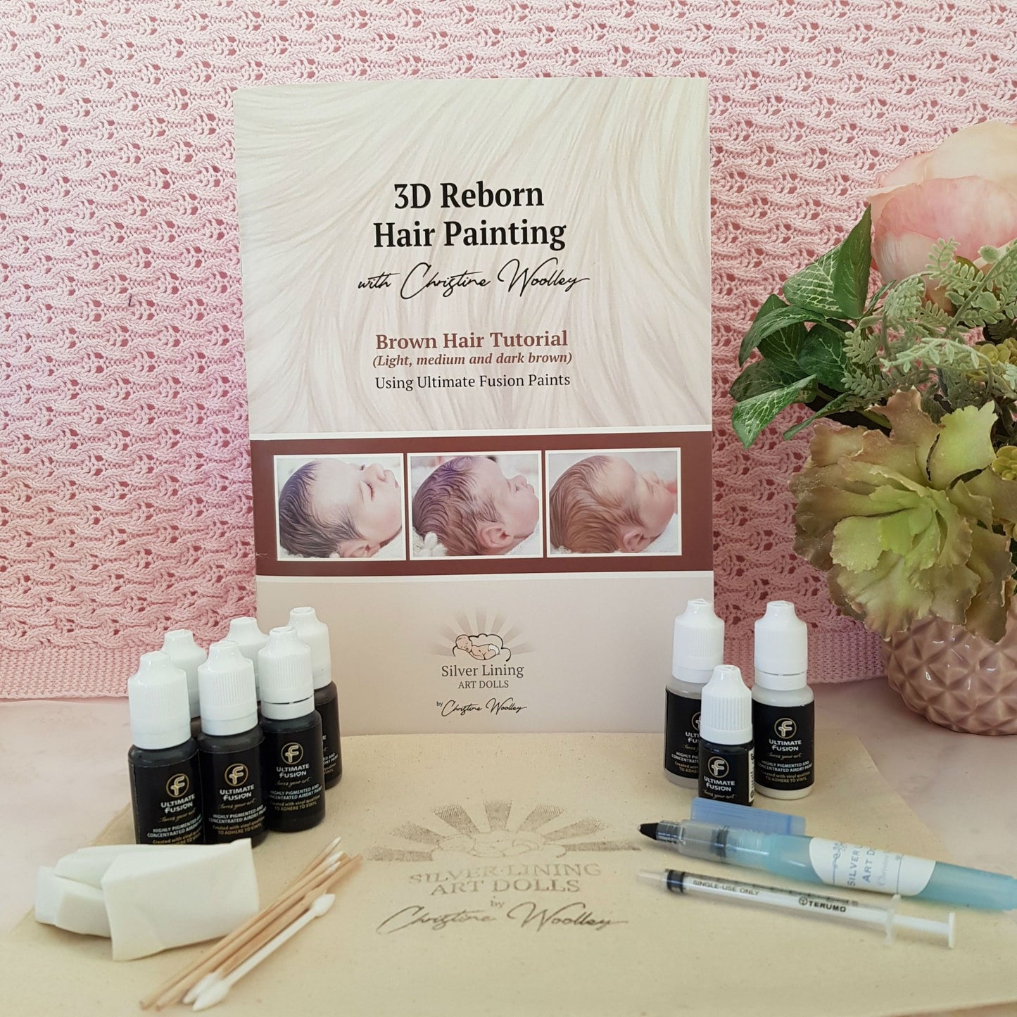 Brown Tutorial Set 3-D Reborn Hair Painting by Christine Woolley - Create A Little Magic (Pty) Ltd