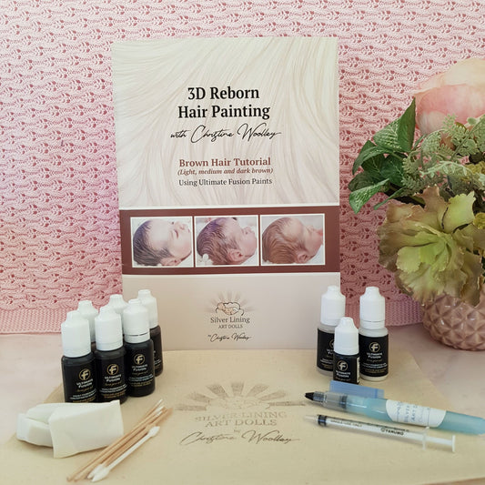 Brown Tutorial Set 3-D Reborn Hair Painting by Christine Woolley - Create A Little Magic (Pty) Ltd