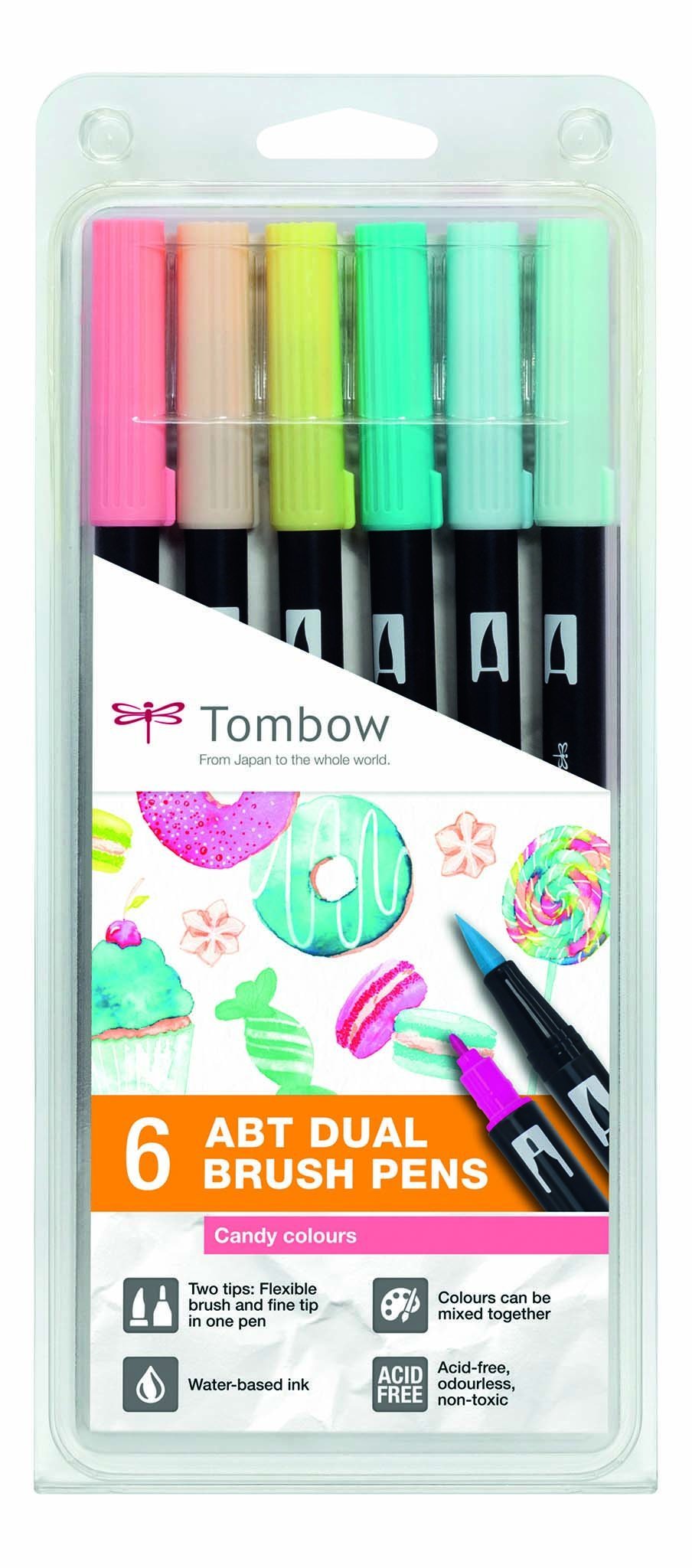 Tombow ABT Dual Brush Pens - Candy Colours - 6-pack - Create A Little Magic (Pty) Ltd