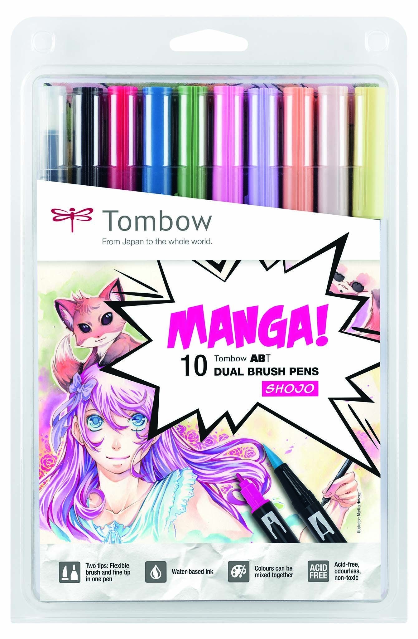 Tombow ABT Dual Brush Pens - Manga- Shojo - 10-pack - Create A Little Magic (Pty) Ltd
