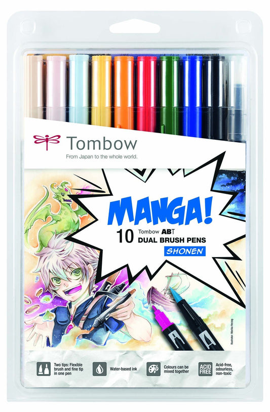 Tombow ABT Dual Brush Pens - Manga- Shonen - 10-pack - Create A Little Magic (Pty) Ltd