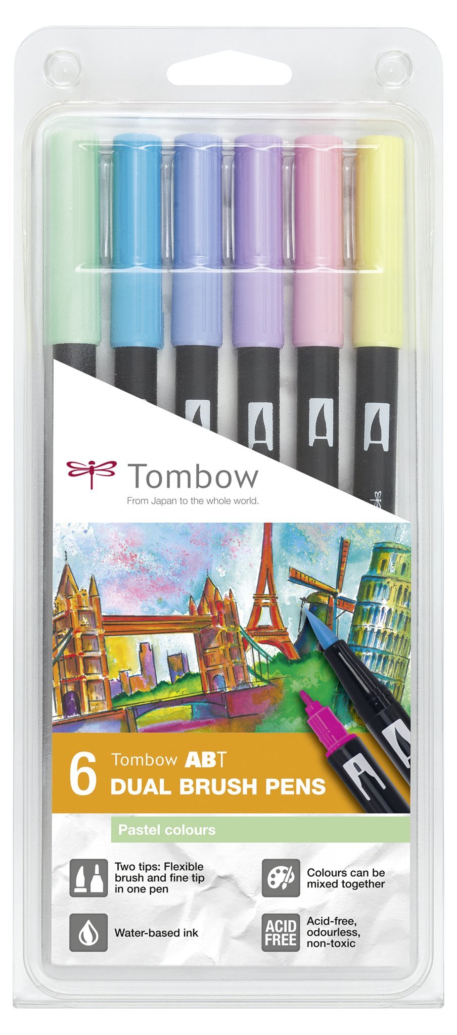 Tombow ABT Dual Brush Pens - Pastel - 6-pack - Create A Little Magic (Pty) Ltd