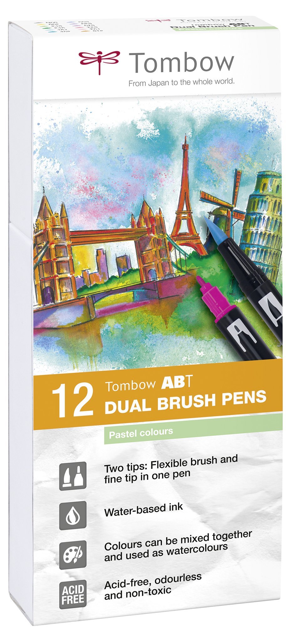 Tombow ABT Dual Brush Pens - Pastel Colours - 12-pack - Create A Little Magic (Pty) Ltd