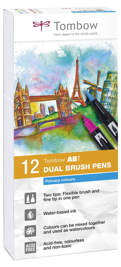Tombow ABT Dual Brush Pens - Primary Colours - 12-pack - Create A Little Magic (Pty) Ltd