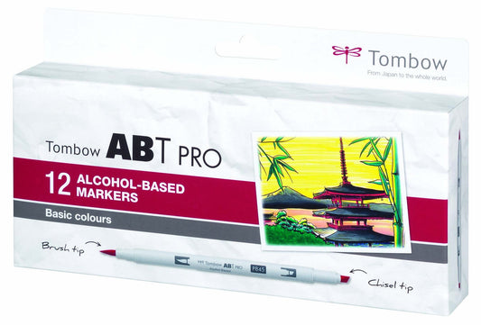 Tombow ABT PRO Alcohol-Based Marker Set - Basic Colours - 12 pcs - Create A Little Magic (Pty) Ltd