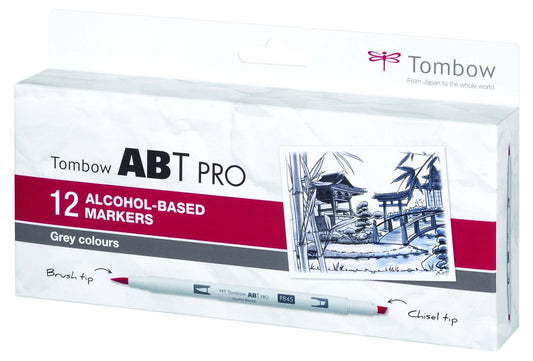 Tombow ABT PRO Alcohol-Based Marker Set - Grey Colours - 12 pcs - Create A Little Magic (Pty) Ltd