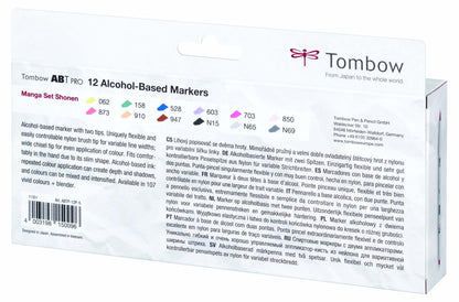 Tombow ABT PRO Alcohol-Based Marker Set - Manga - Shonen - 12 pcs - Create A Little Magic (Pty) Ltd